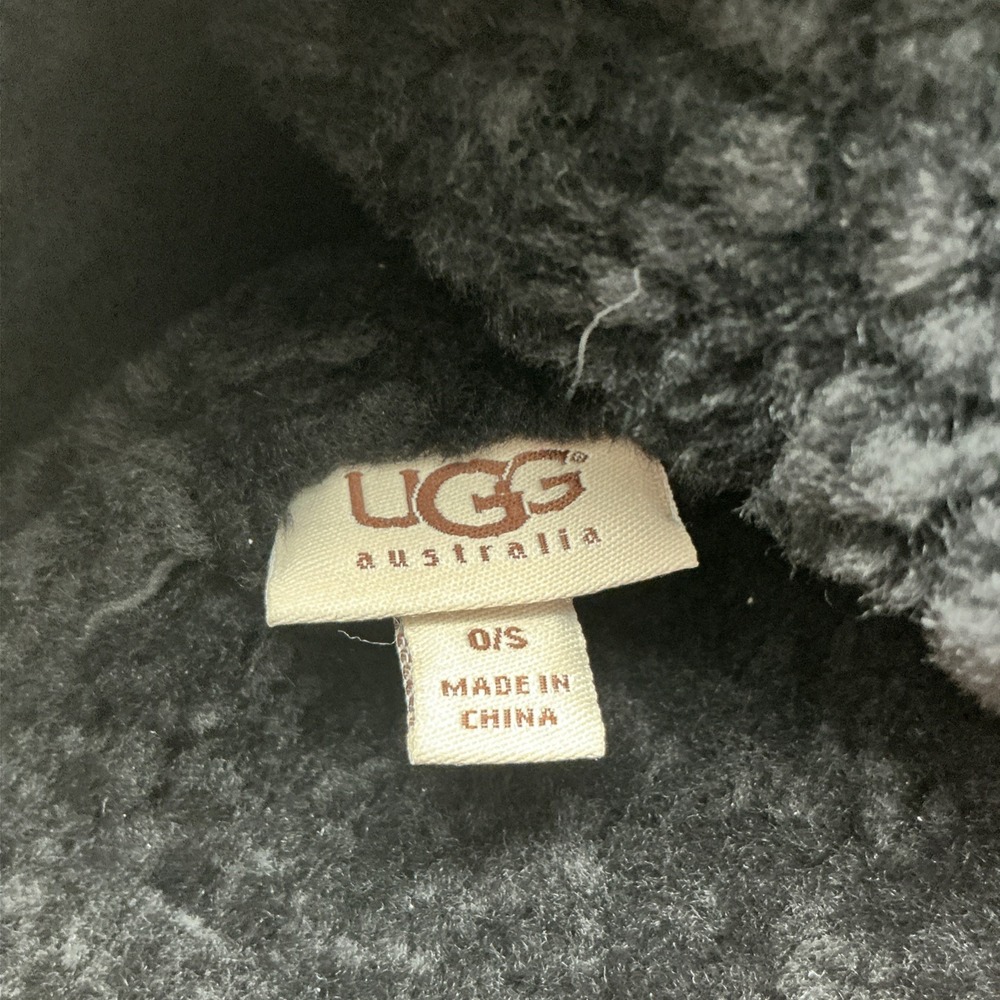 UGG Australia Black Real Dyed Shearling Sheepskin Leather Bucket Hat WPL 9522 OS - Picture 5 of 6